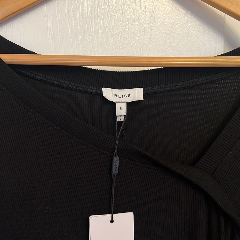 REISS Carly Asymmetric Neck Jersey Long Sleeve - Picture 8 of 11